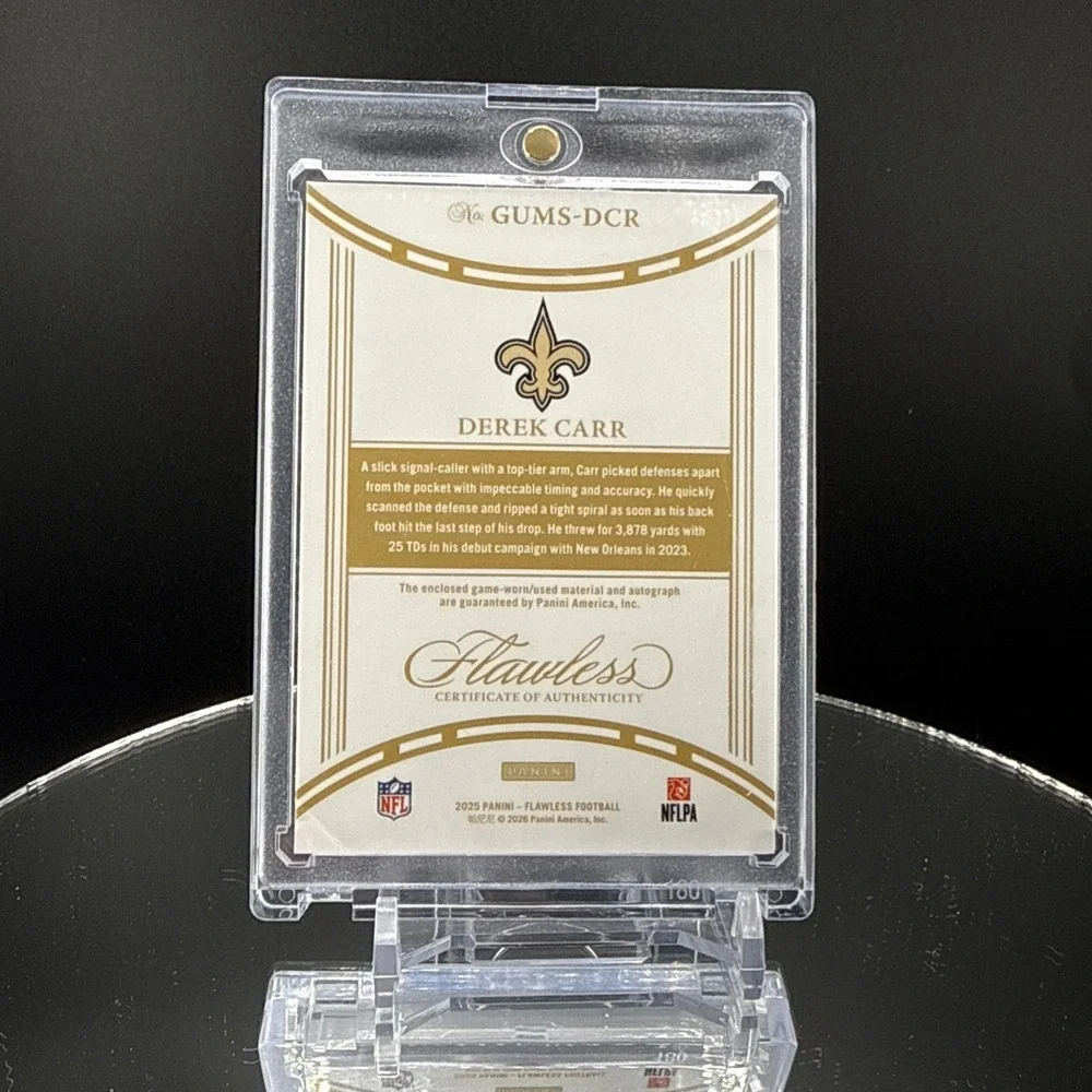 2025-26 Flawless Derek Carr Game Used Patch Auto /25 RPA